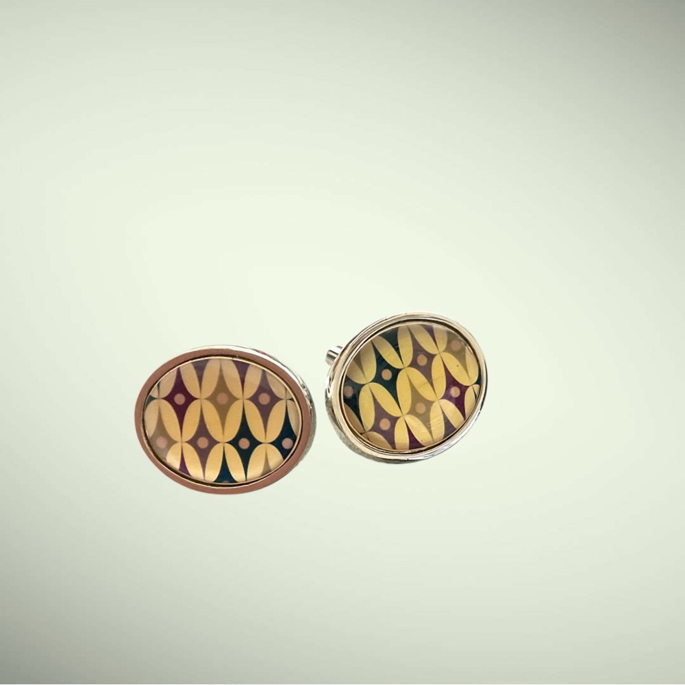 Fossil Silver Tone Astro Patterned Cufflinks - image 2